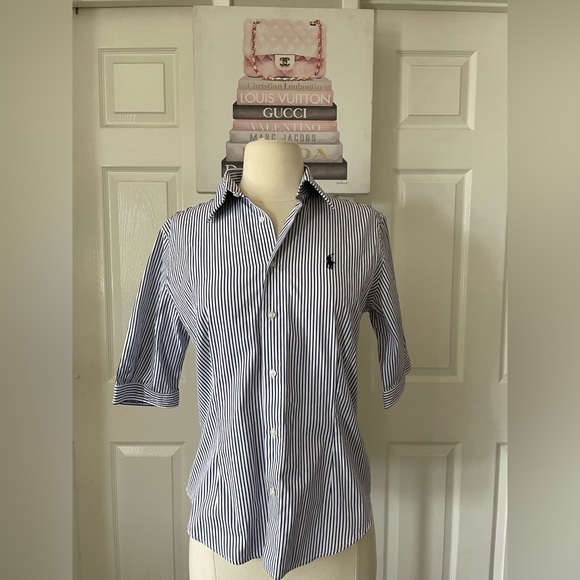 RALPH LAUREN Sport Striped Shirt - Black and White Size 8 - Picture 1 of 6
